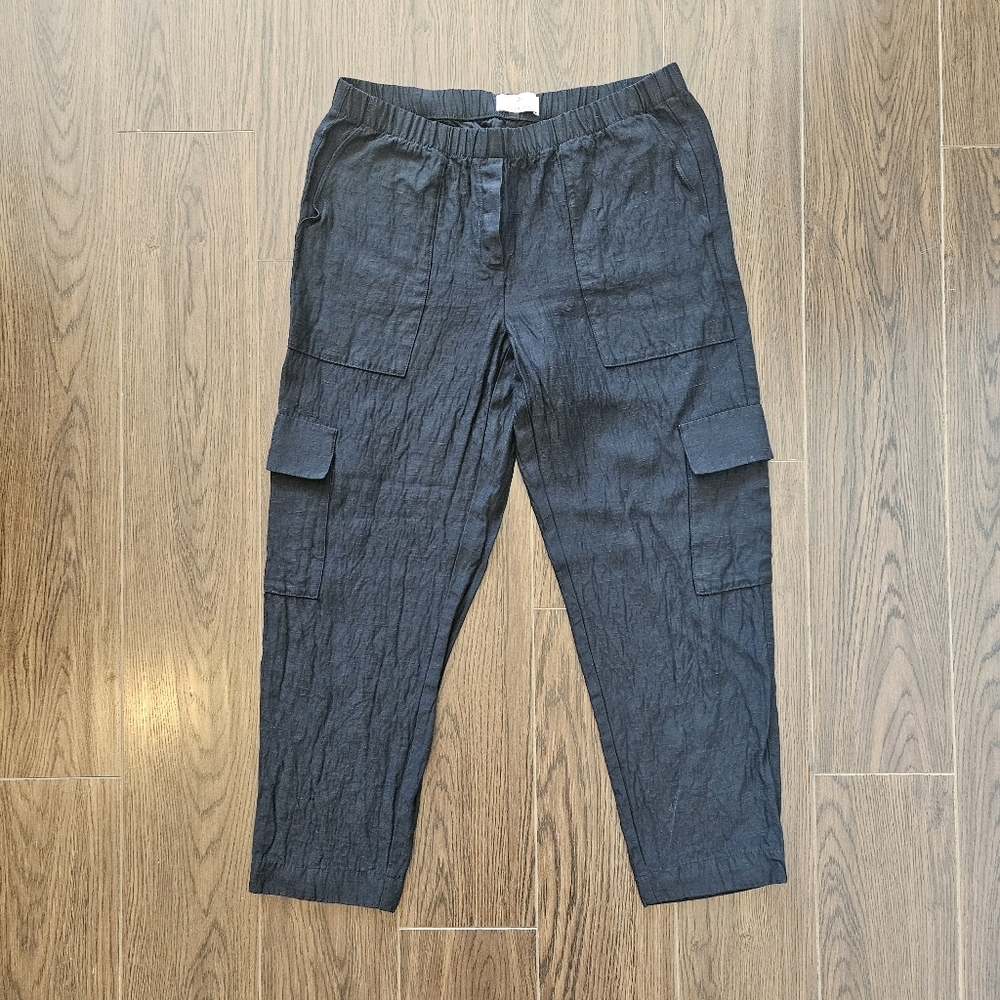 Aritzia Titan Straight-Leg Linen Cargo Pants Black Size 6